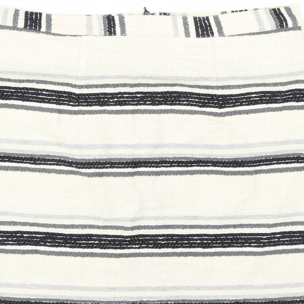 Topshop Womens Ivory Striped  Mini Skirt Size 10