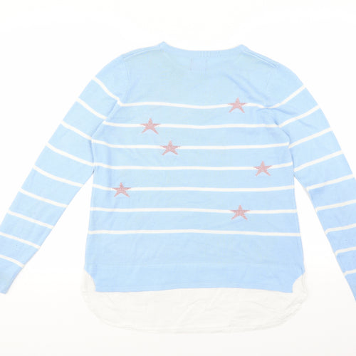 Beyou Womens Blue Striped  Pullover Jumper Size 12