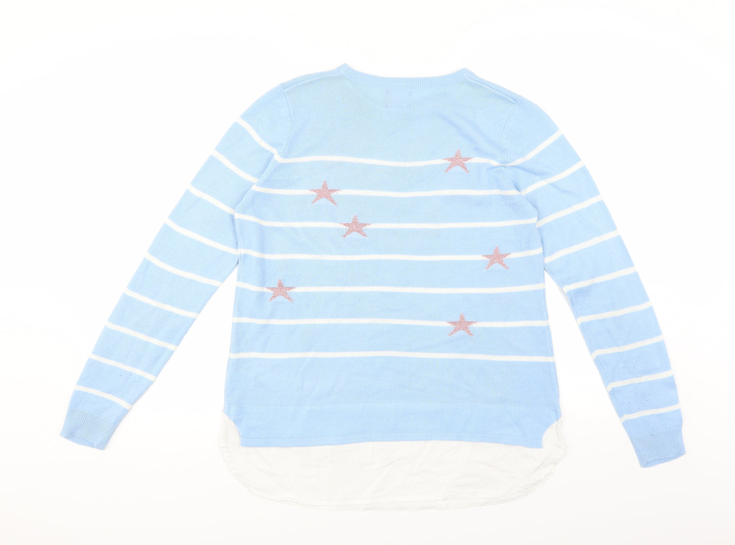 Beyou Womens Blue Striped  Pullover Jumper Size 12