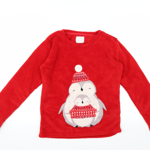Matalan Womens Red Solid  Top Pyjama Top Size S  - Christmas Penguin