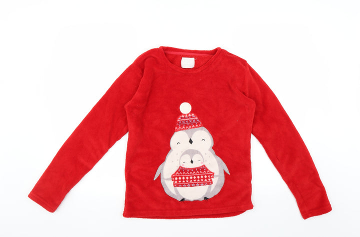 Matalan Womens Red Solid  Top Pyjama Top Size S  - Christmas Penguin