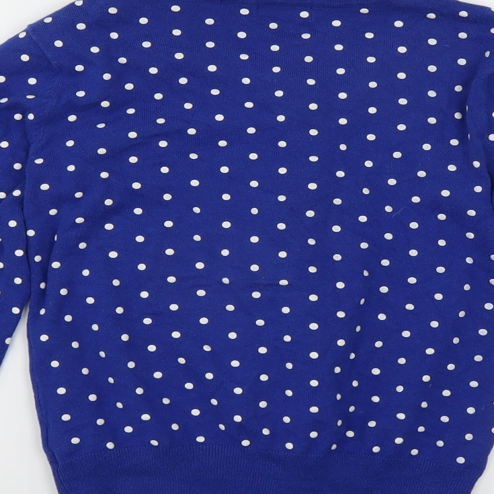 F&F Womens Blue Polka Dot  Cardigan Jumper Size 10