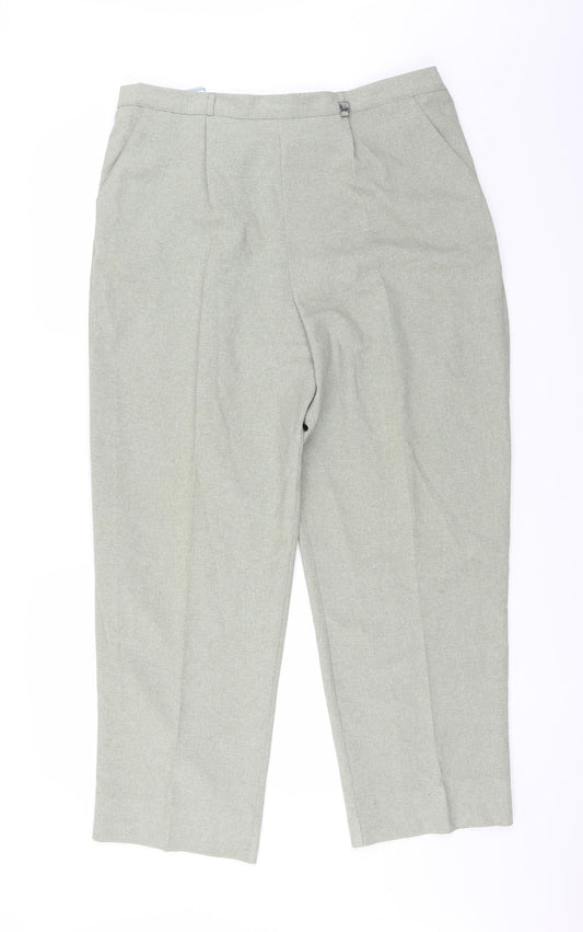 Front view of Classics women’s green trousers, size UK 20, 28-inch leg