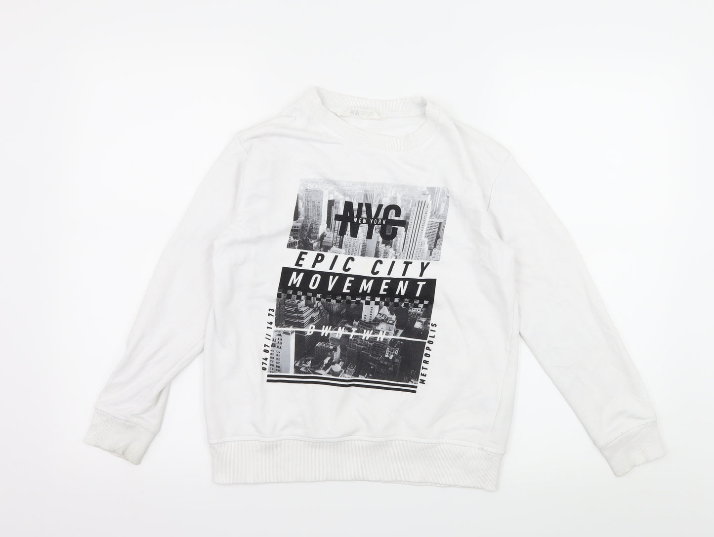 H&M Boys White  Jersey Pullover Sweatshirt Size 9-10 Years  - NYC