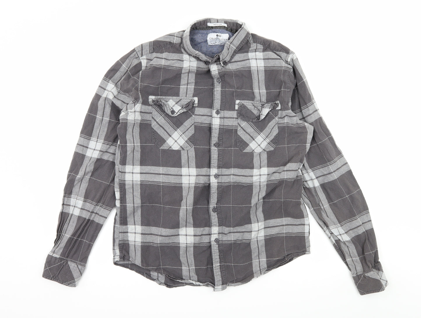 Crosshatch Mens Green Plaid   Button-Up Size M