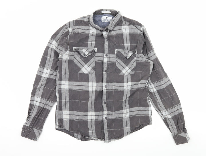 Crosshatch Mens Green Plaid   Button-Up Size M