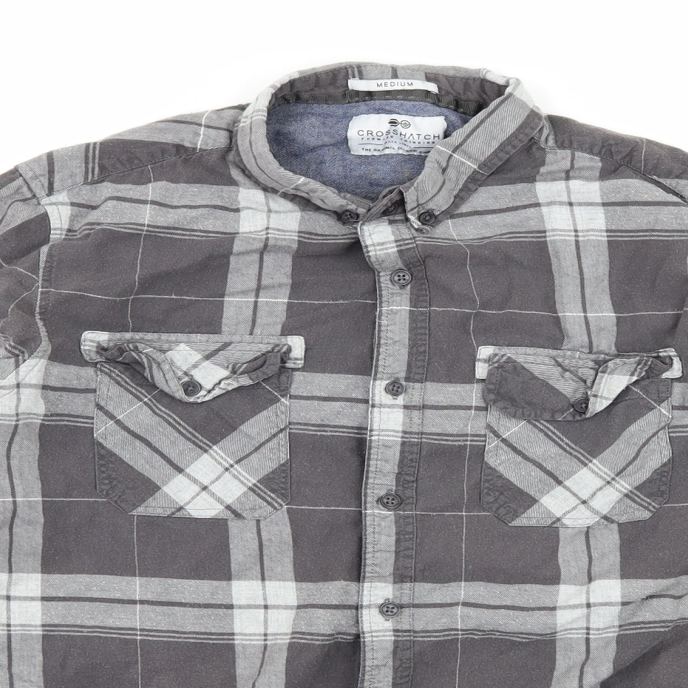 Crosshatch Mens Green Plaid   Button-Up Size M