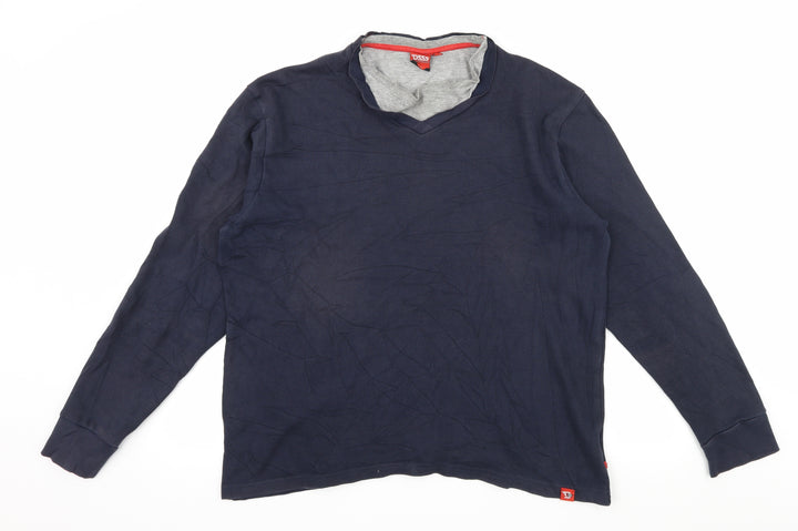 D555 Mens Blue  Jersey Pullover Sweatshirt Size M