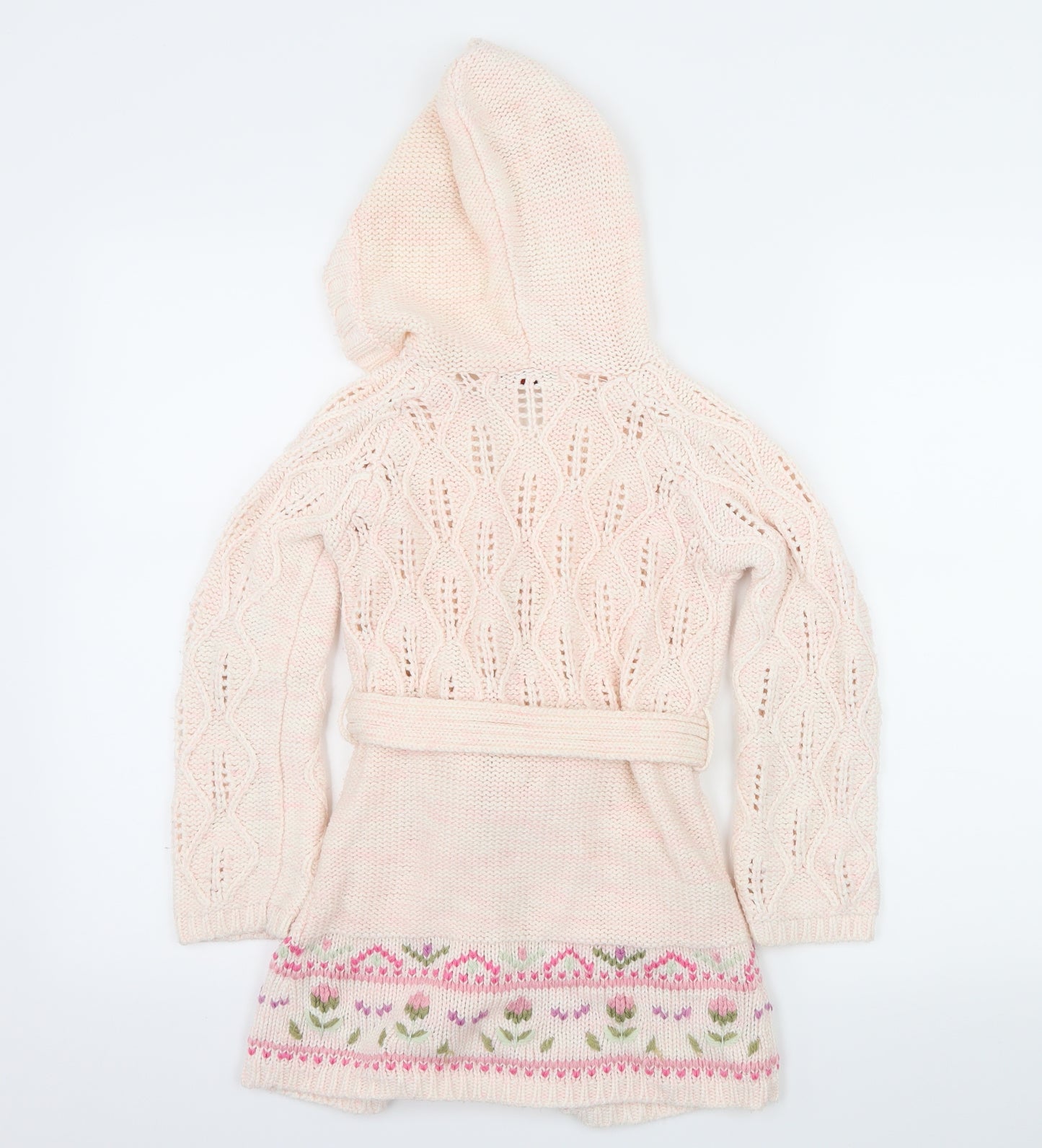 George Girls Pink Floral Knit Cardigan Jumper Size 6-7 Years