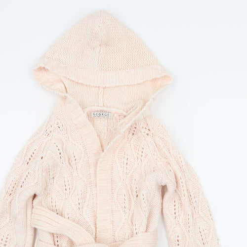George Girls Pink Floral Knit Cardigan Jumper Size 6-7 Years