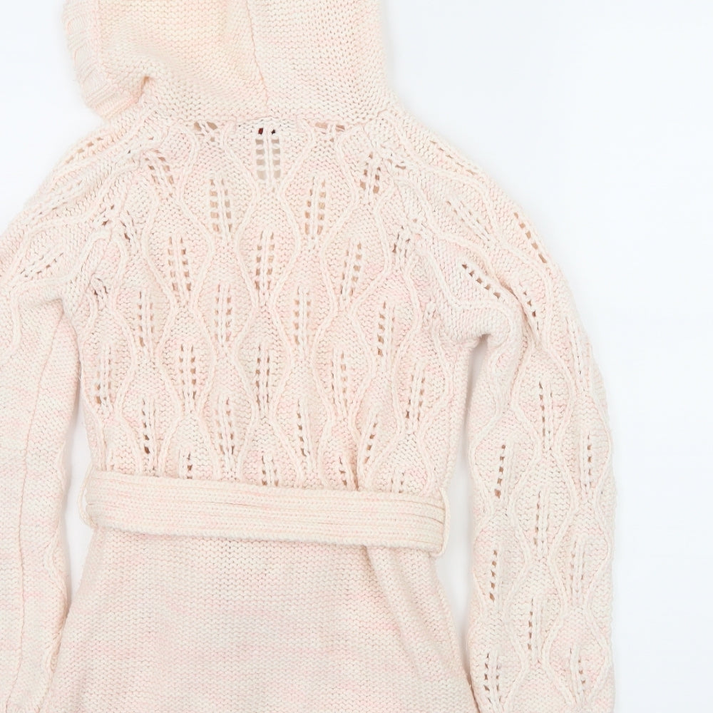 George Girls Pink Floral Knit Cardigan Jumper Size 6-7 Years