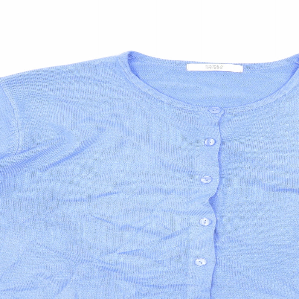 Marks and Spencer Womens Blue  Knit Cardigan Jumper Size 16