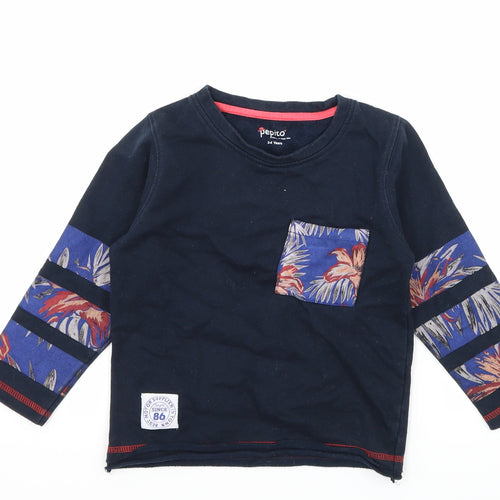Pepito Boys Blue  Jersey Pullover Sweatshirt Size 3-4 Years  - Palm Leaf
