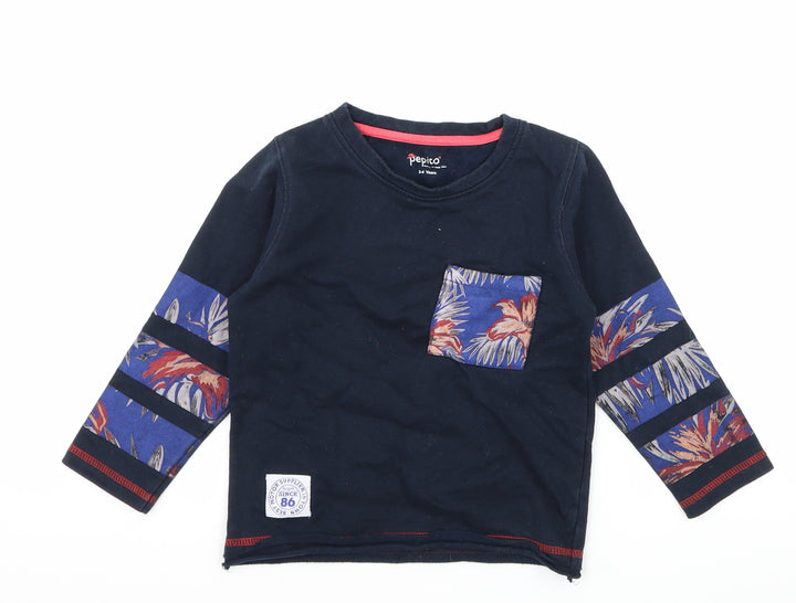 Pepito Boys Blue  Jersey Pullover Sweatshirt Size 3-4 Years  - Palm Leaf