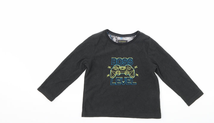 Primark Boys Grey  Fleece  Pyjama Top Size 3-4 Years  - Boss Level