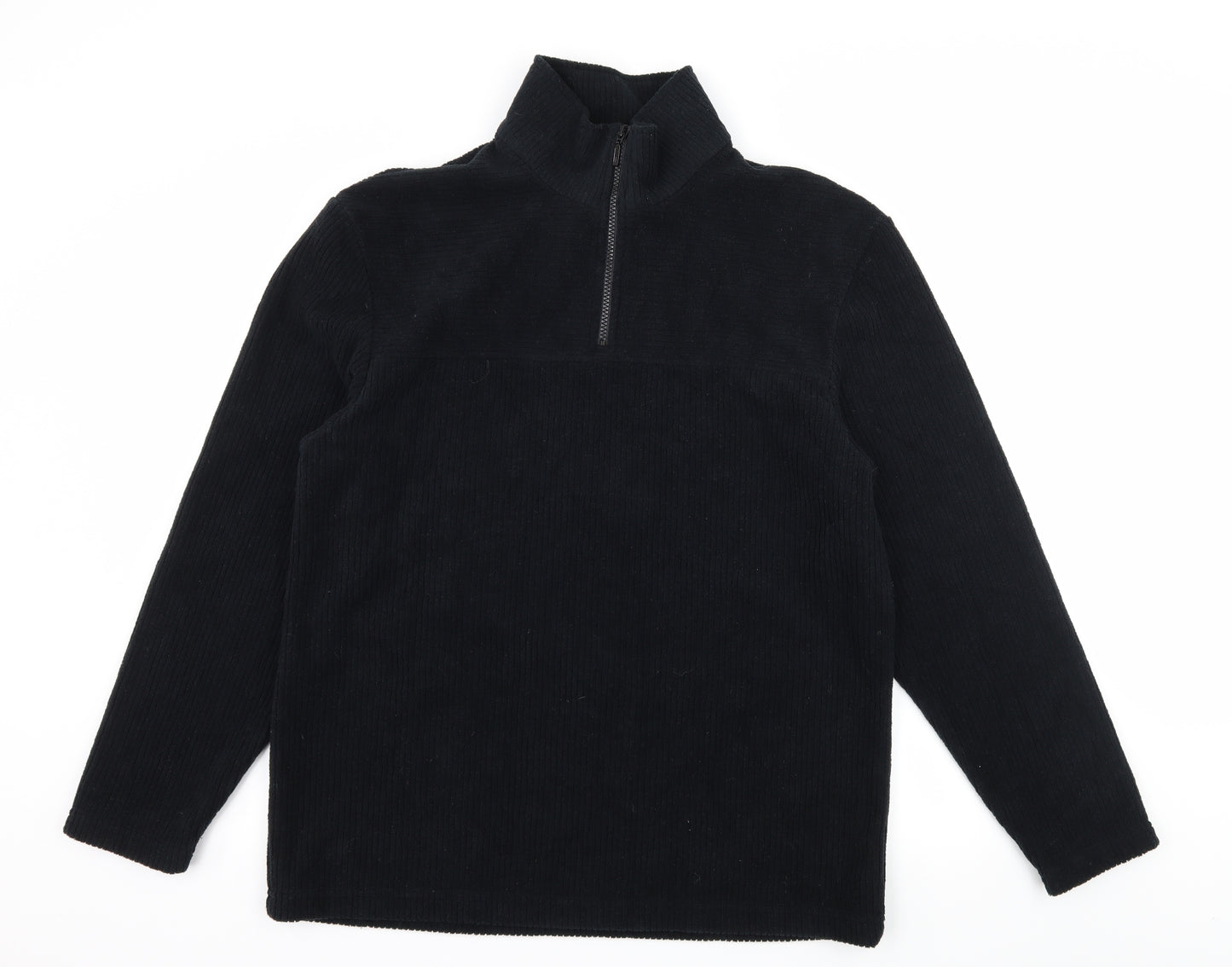 Trader Mens Black  Fleece Pullover Sweatshirt Size S