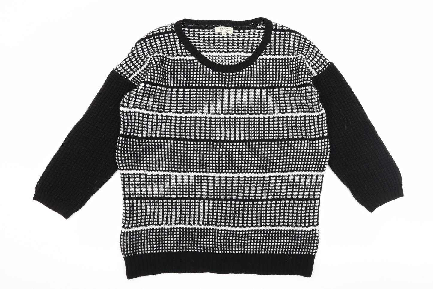 Papaya Womens Black Check Knit Pullover Jumper Size 10