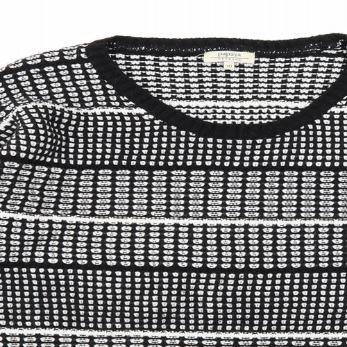 Papaya Womens Black Check Knit Pullover Jumper Size 10