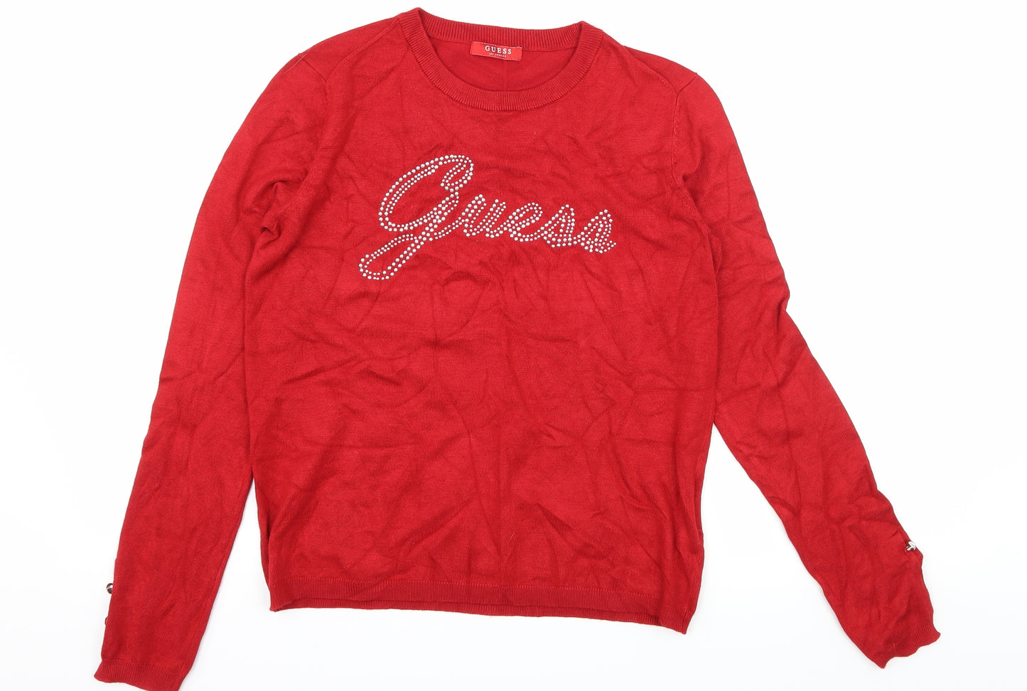 GUESS Womens Red  Jersey Basic T-Shirt Size XS