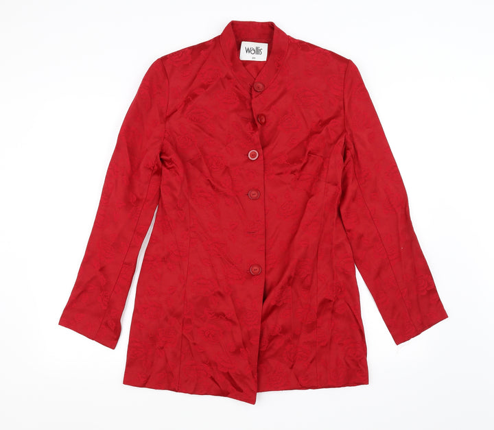 Wallis Womens Red Floral  Jacket Coat Size 10