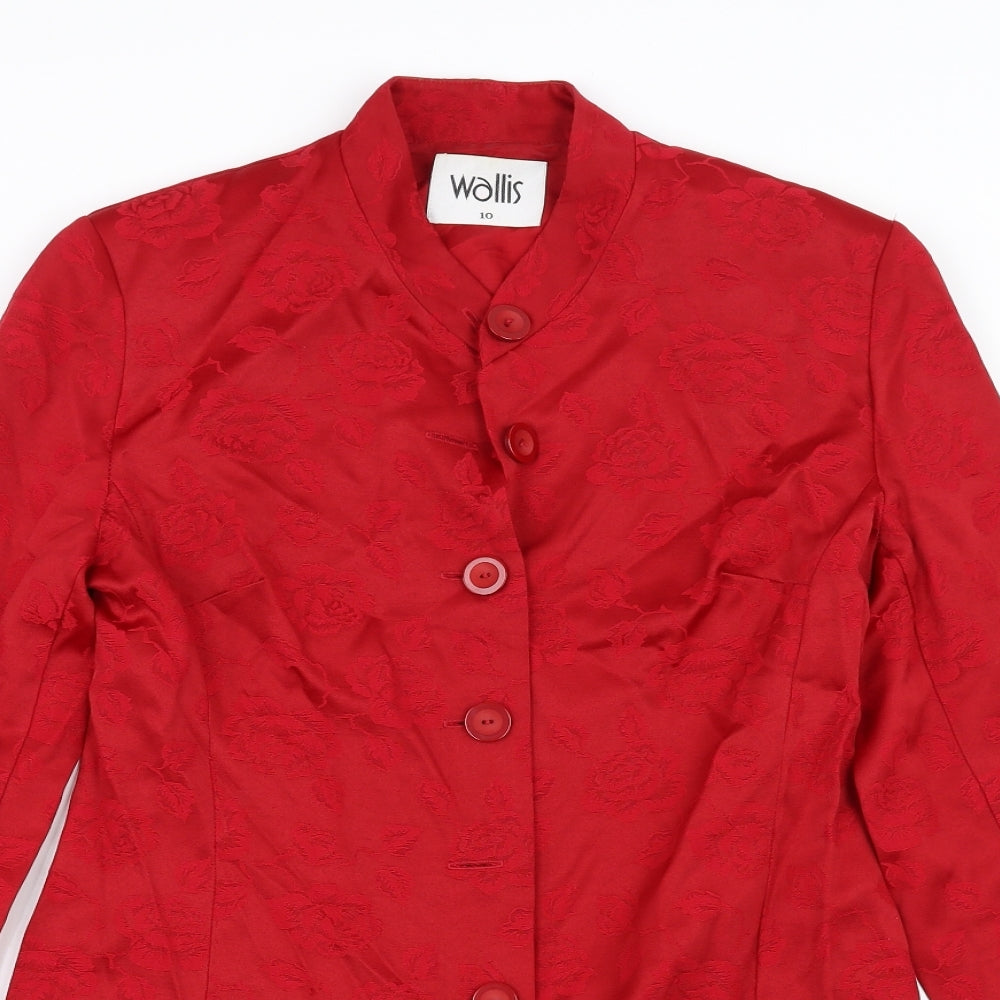 Wallis Womens Red Floral  Jacket Coat Size 10