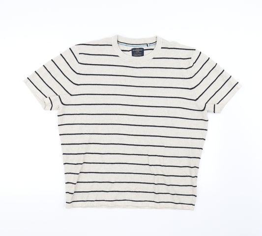 Front view of Hammond & CO men’s beige striped jumper, size L