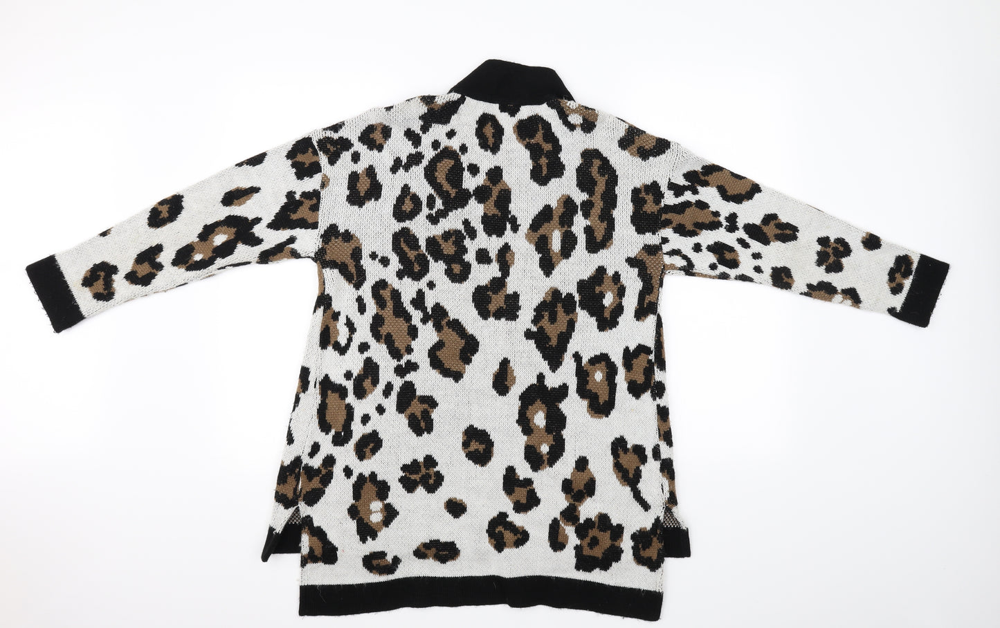 George Womens White Animal Print  Cardigan Jumper Size 10