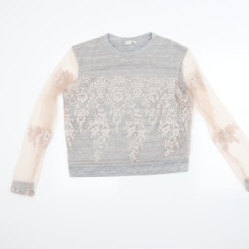 H&M Womens Grey   Pullover Sweatshirt Size M