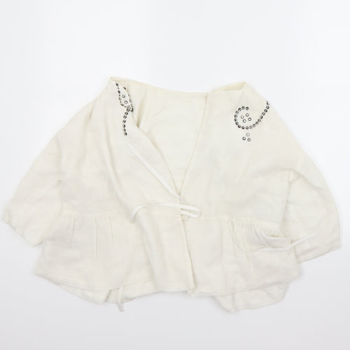 Preworn Womens White   Jacket Coat Size 10