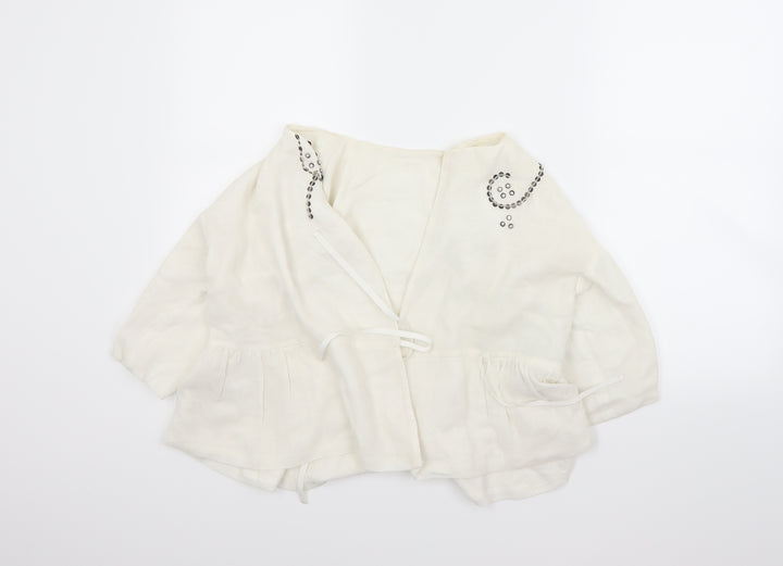 Preworn Womens White   Jacket Coat Size 10