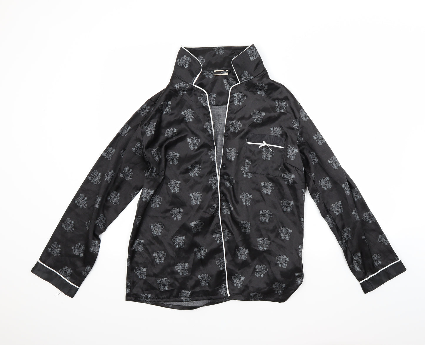 Jolinesse Womens Black Floral  Top Pyjama Top Size M