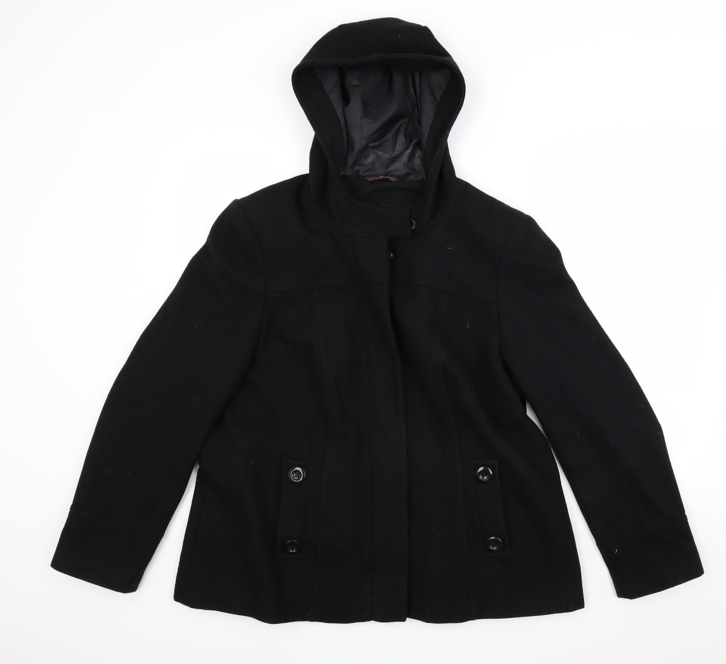 Evans Womens Black   Overcoat Coat Size 18