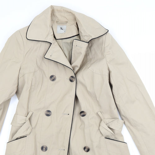 TU Womens Beige   Overcoat Coat Size 10