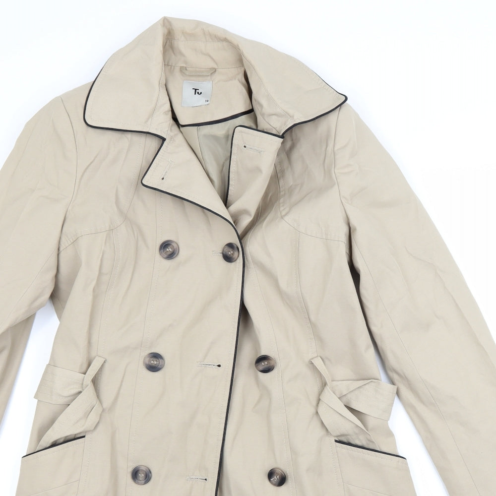 TU Womens Beige   Overcoat Coat Size 10