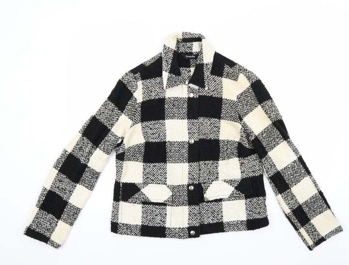 Simply Be Womens White Check  Jacket Coat Size 14