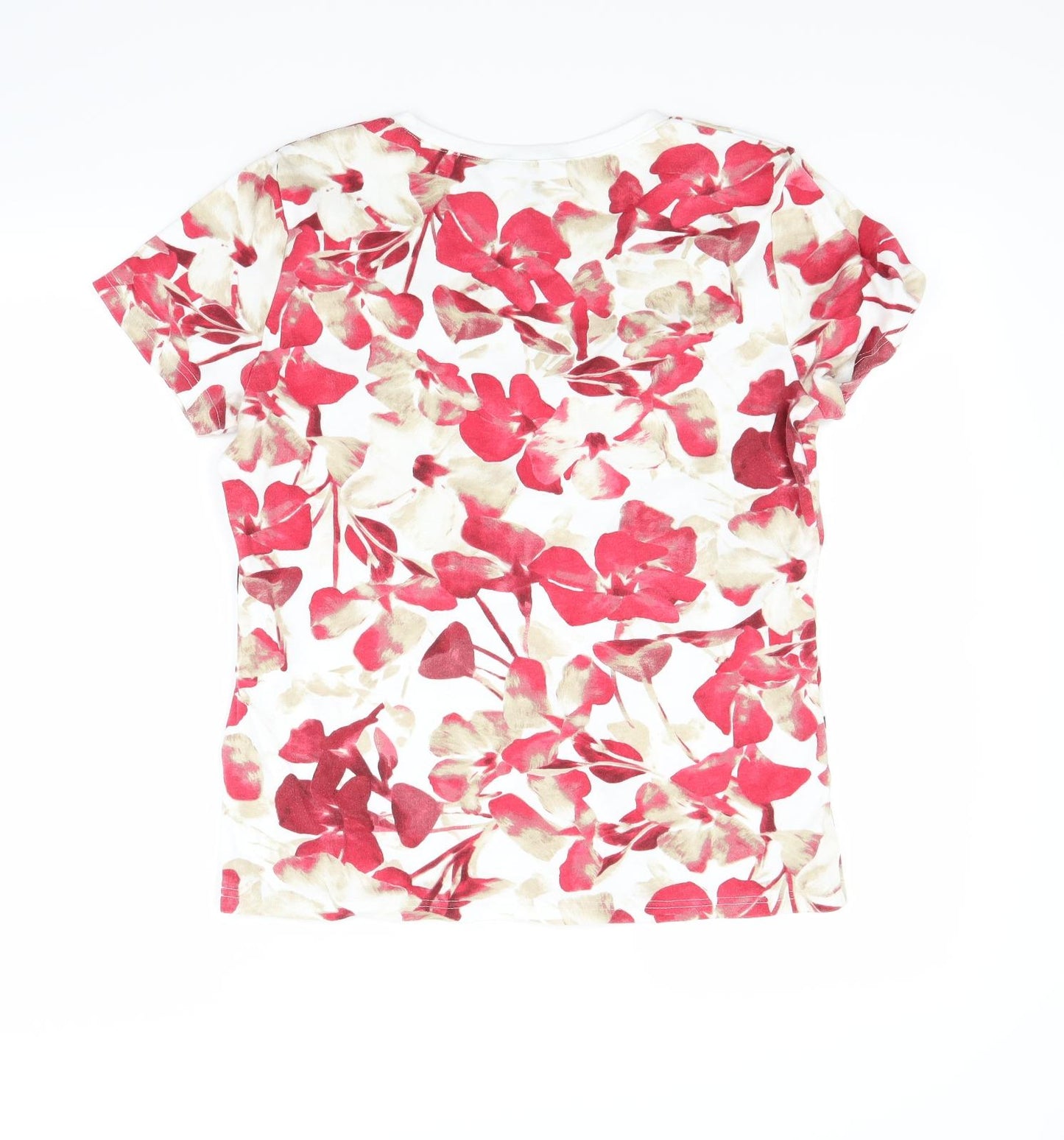Karen Scott Womens White Floral  Basic T-Shirt Size M