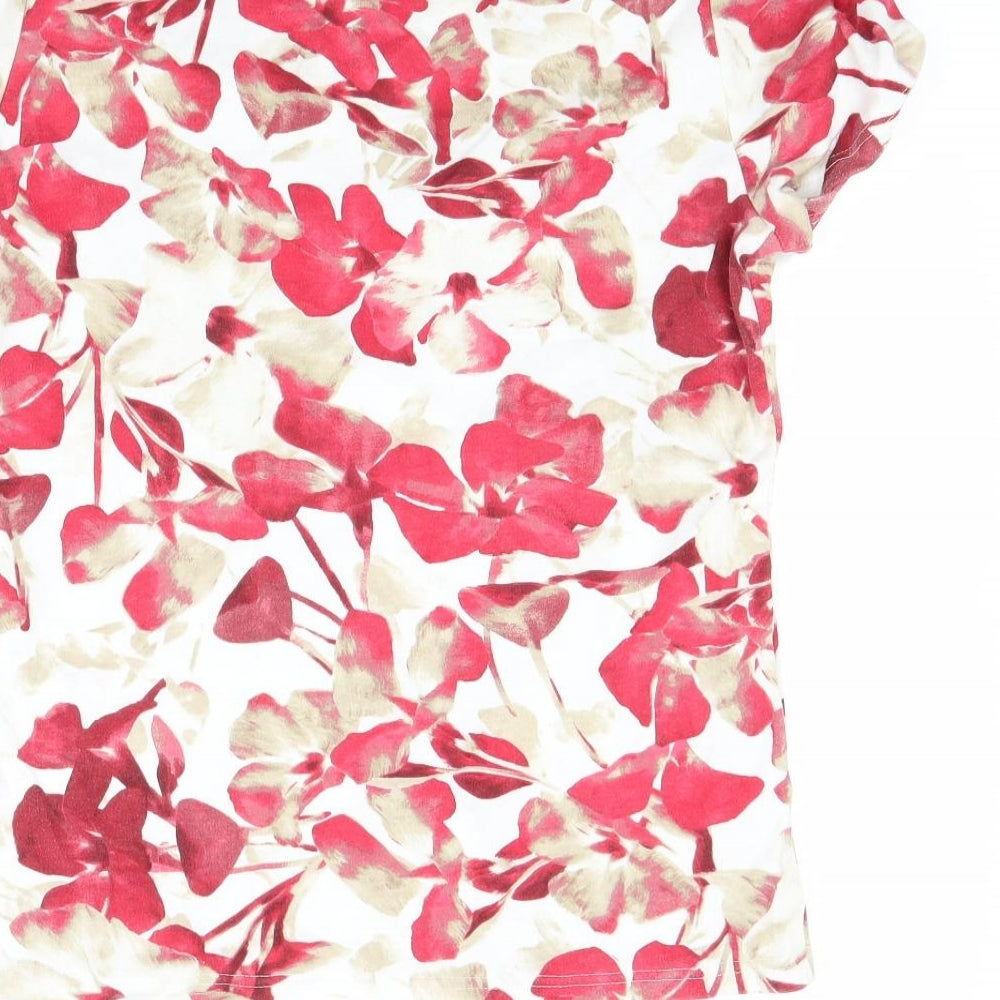 Karen Scott Womens White Floral  Basic T-Shirt Size M