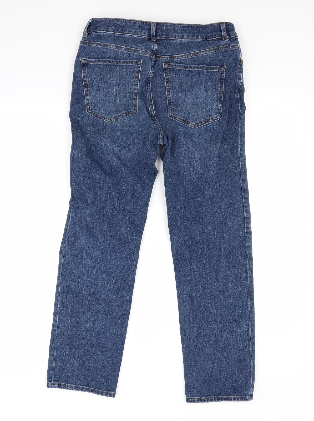 Marks and Spencer Womens Blue  Denim Straight Jeans Size 12 L26 in