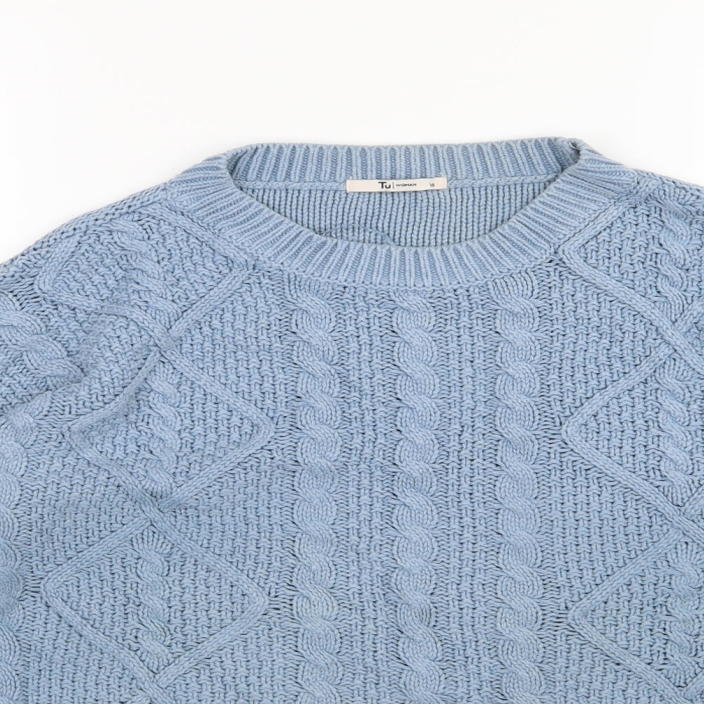 TU Womens Blue  Knit Pullover Jumper Size 16