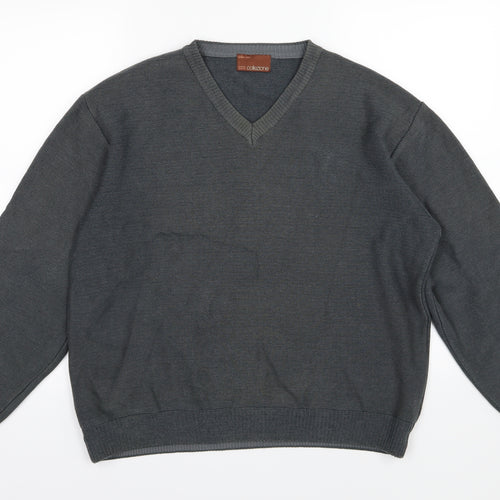 Marks and Spencer Mens Grey Striped Knit Pullover Jumper Size M