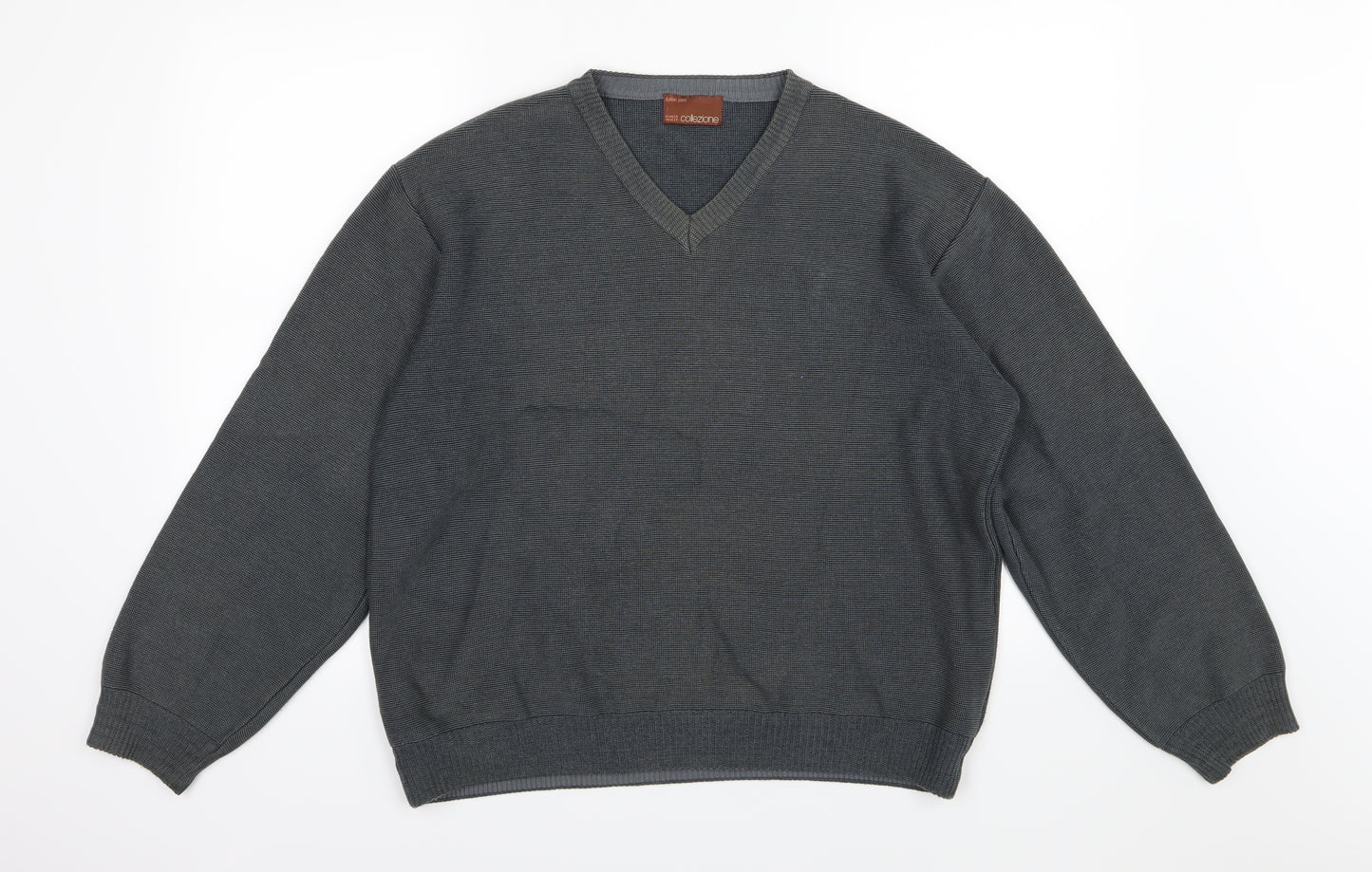 Marks and Spencer Mens Grey Striped Knit Pullover Jumper Size M