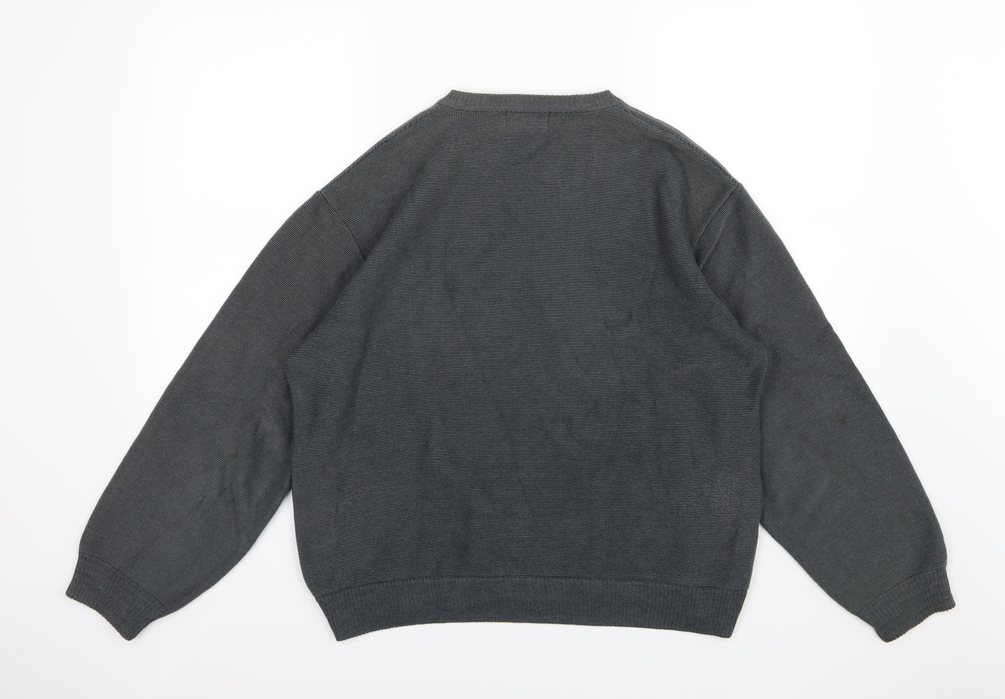 Marks and Spencer Mens Grey Striped Knit Pullover Jumper Size M