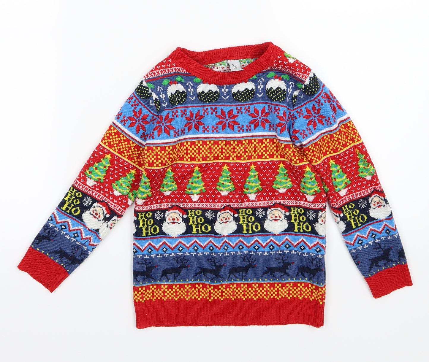 TU Boys Multicoloured Striped Knit Pullover Jumper Size 5 Years  - Christmas