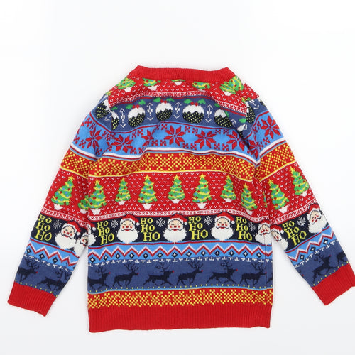 TU Boys Multicoloured Striped Knit Pullover Jumper Size 5 Years  - Christmas