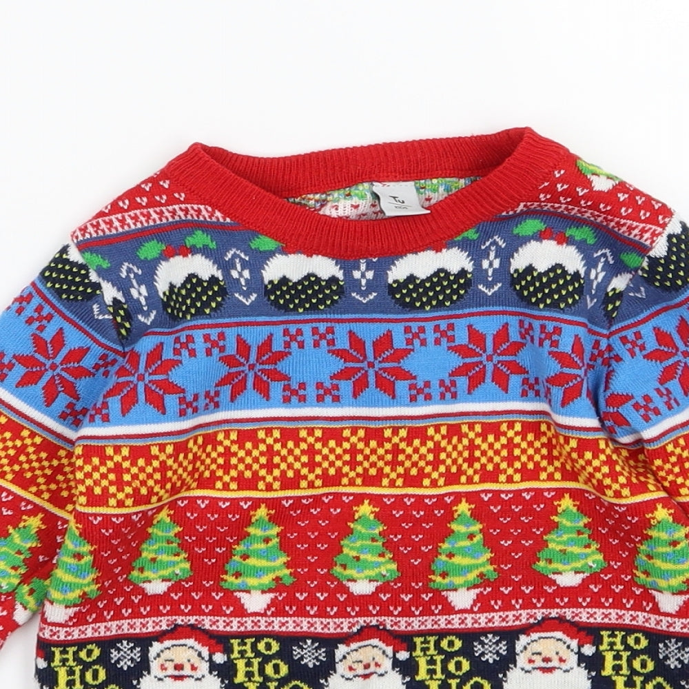TU Boys Multicoloured Striped Knit Pullover Jumper Size 5 Years  - Christmas