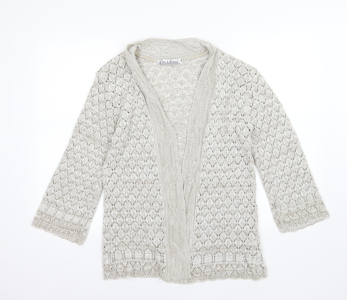 Pure & Natural Womens Brown Argyle/Diamond Knit Cardigan Jumper Size M