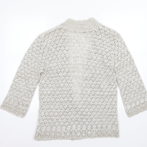 Pure & Natural Womens Brown Argyle/Diamond Knit Cardigan Jumper Size M