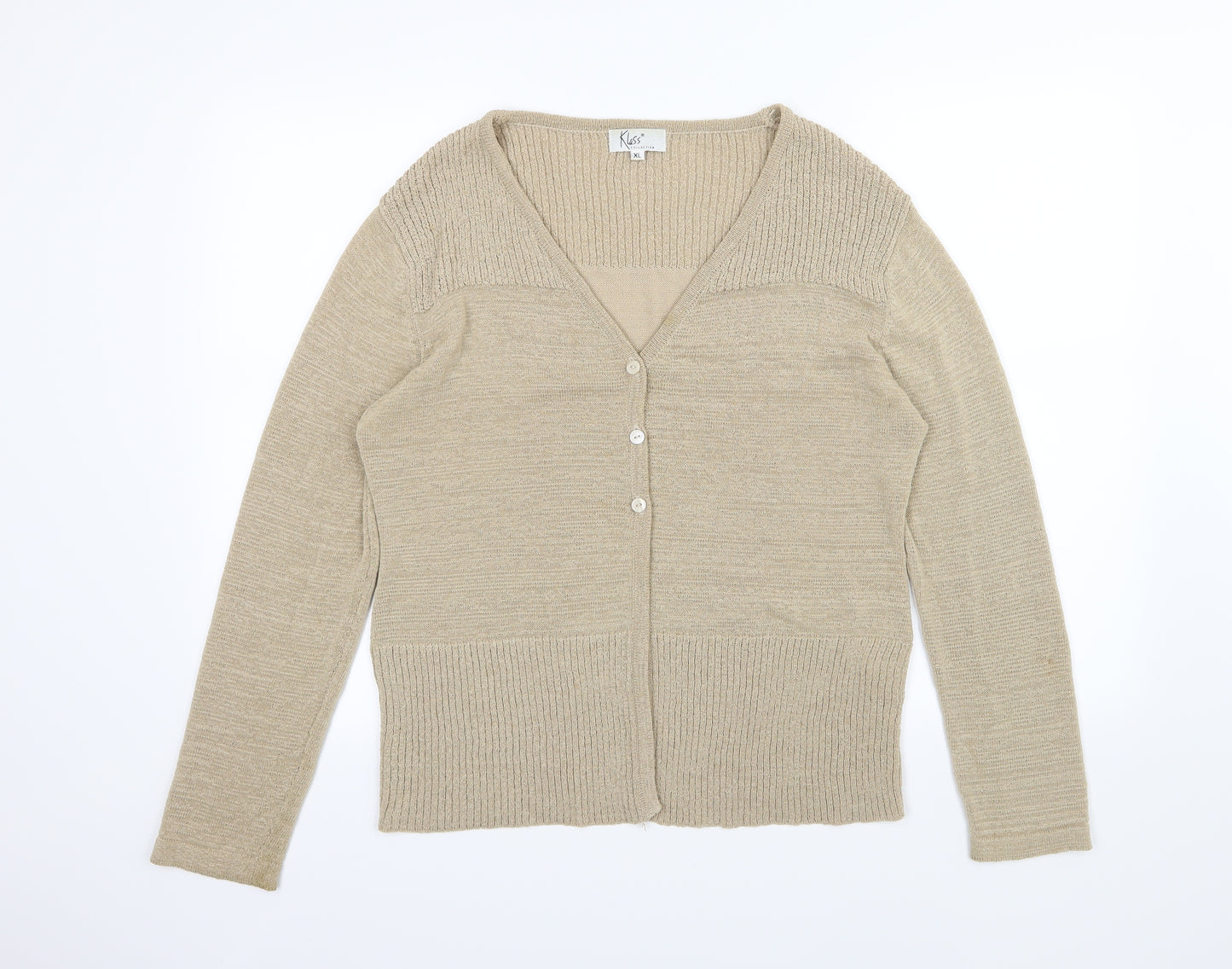 Klass Womens Beige  Knit Cardigan Jumper Size XL