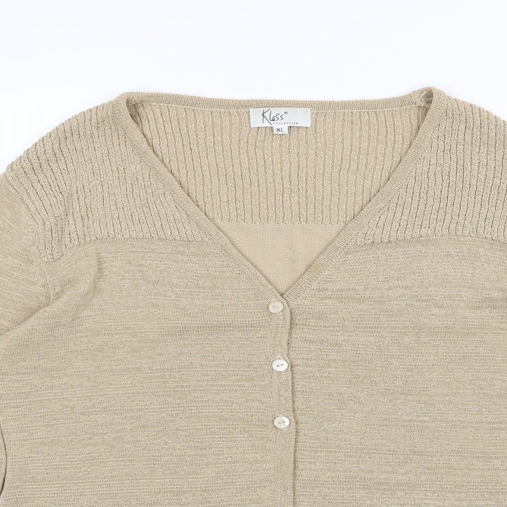 Klass Womens Beige  Knit Cardigan Jumper Size XL