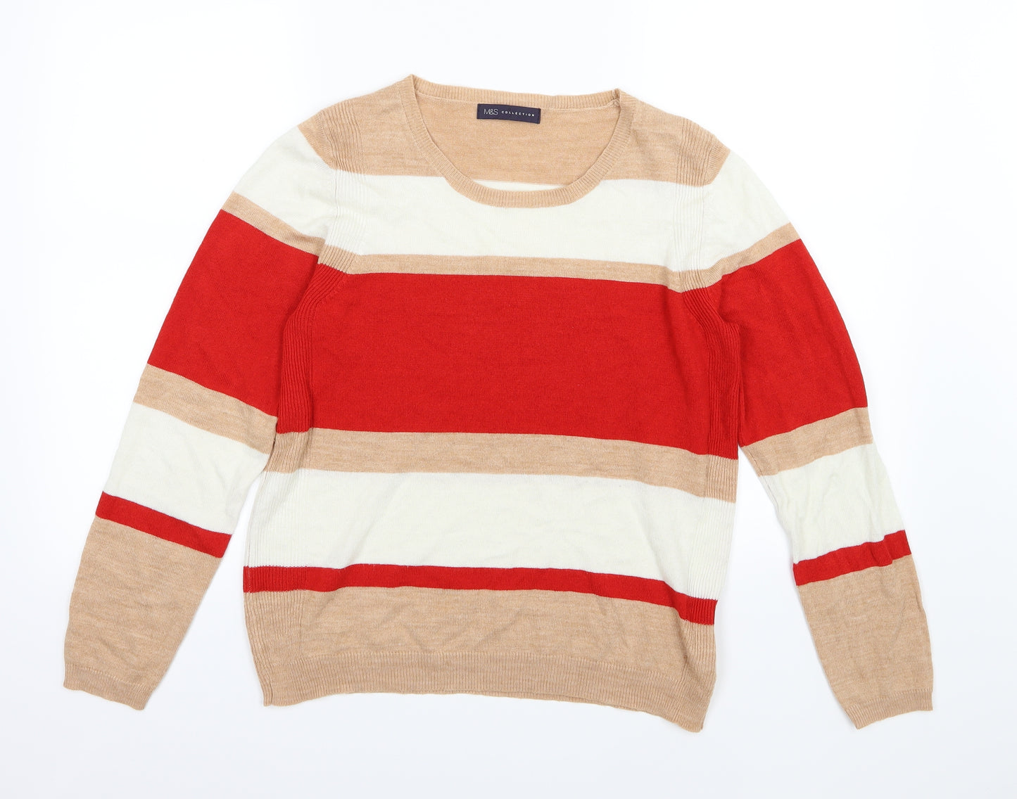 Marks and Spencer Womens Multicoloured Striped Knit Pullover Jumper Size 14